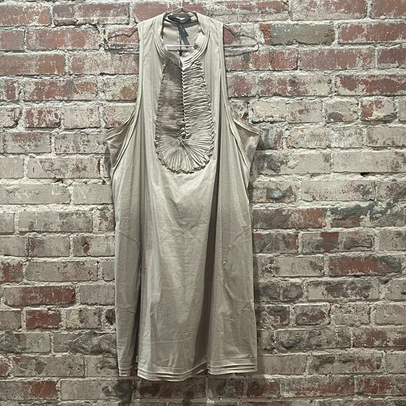NEW BCBGMaxAzria Pleated Front Panel Dress in Mocha Size Large - Picture 1 of 10